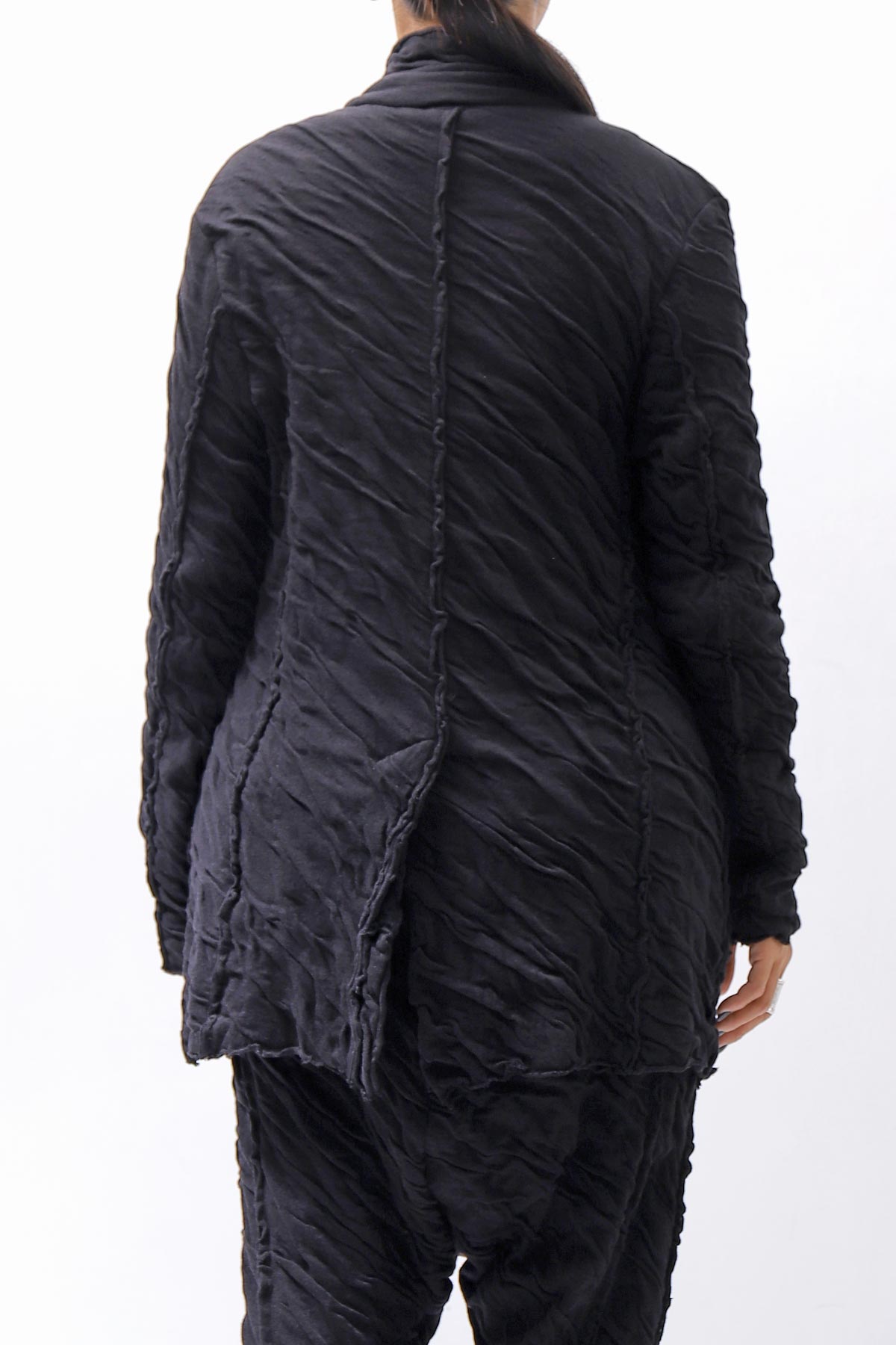 【studio b3】 UNISEX CRINKLED SOFT COTTON CARDIGAN JACKET RBB1971_BLACK