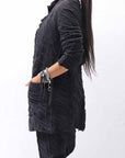 【studio b3】 UNISEX CRINKLED SOFT COTTON CARDIGAN JACKET RBB1971_BLACK