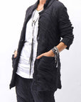 【studio b3】 UNISEX CRINKLED SOFT COTTON CARDIGAN JACKET RBB1971_BLACK