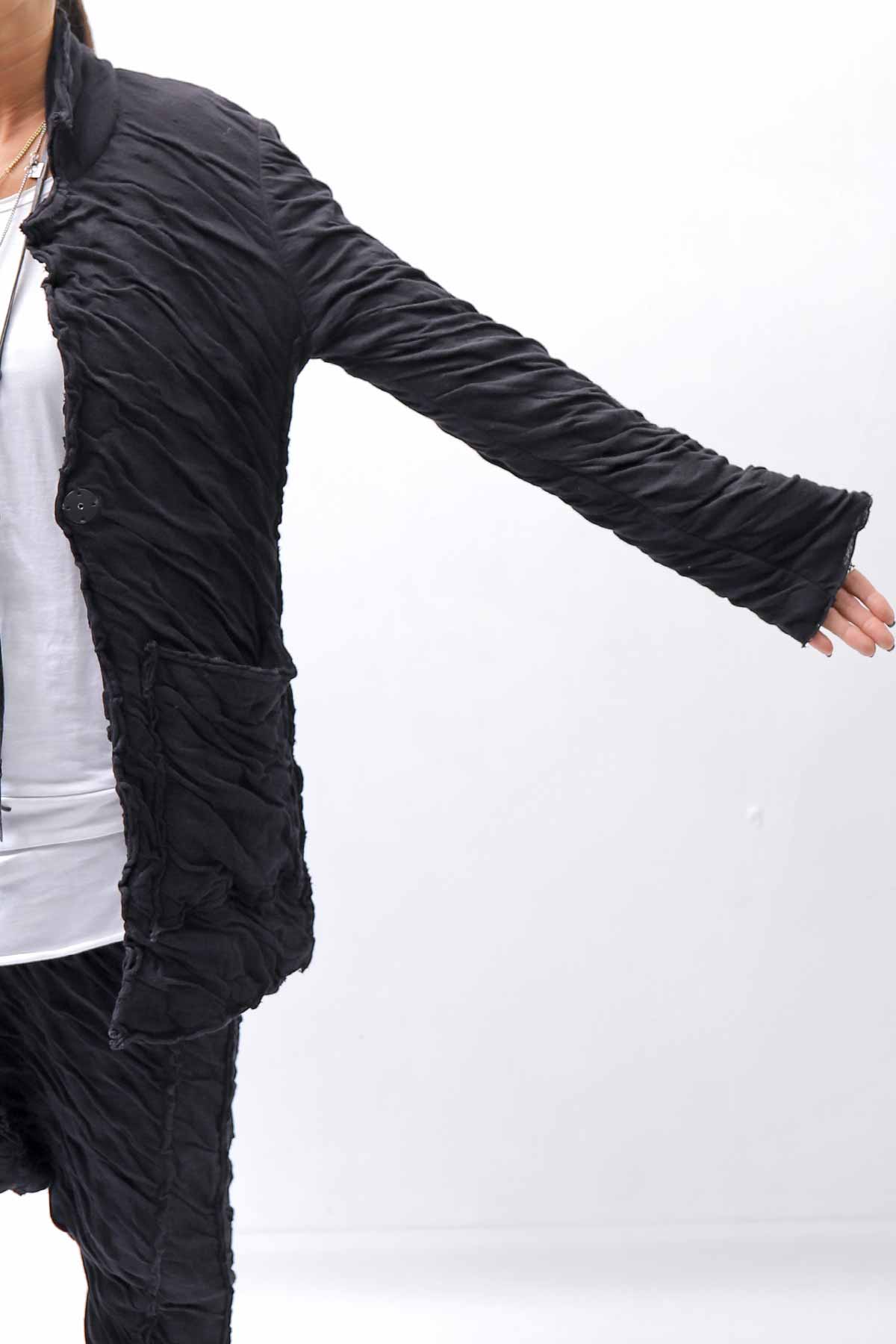 【studio b3】 UNISEX CRINKLED SOFT COTTON CARDIGAN JACKET RBB1971_BLACK