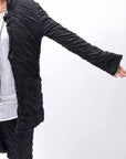 【studio b3】 UNISEX CRINKLED SOFT COTTON CARDIGAN JACKET RBB1971_BLACK