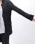 【studio b3】 UNISEX CRINKLED SOFT COTTON CARDIGAN JACKET RBB1971_BLACK