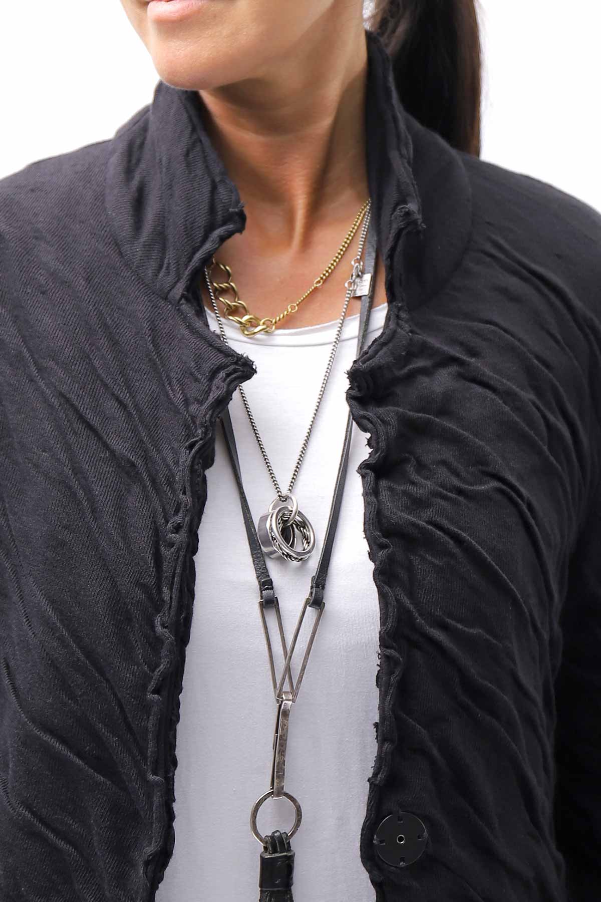 【studio b3】 UNISEX CRINKLED SOFT COTTON CARDIGAN JACKET RBB1971_BLACK