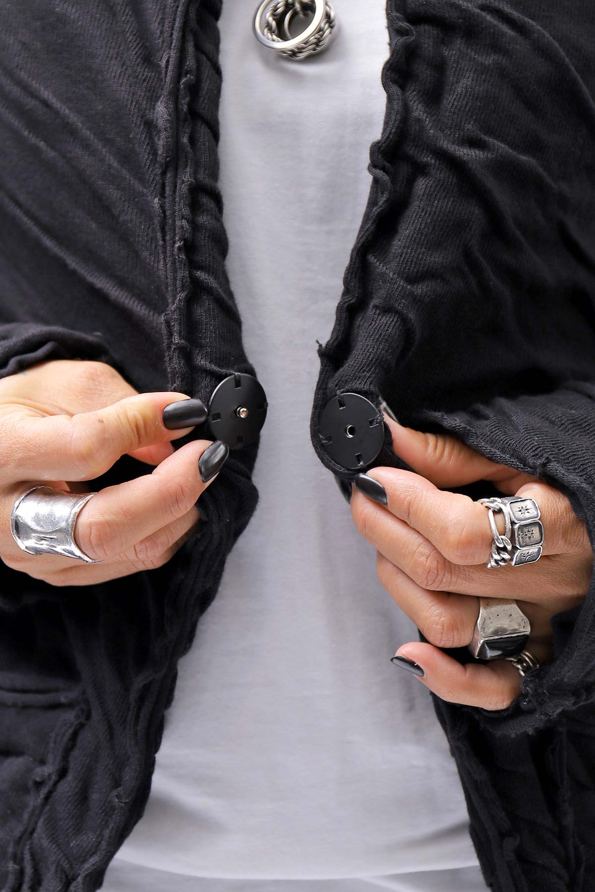 【studio b3】 UNISEX CRINKLED SOFT COTTON CARDIGAN JACKET RBB1971_BLACK