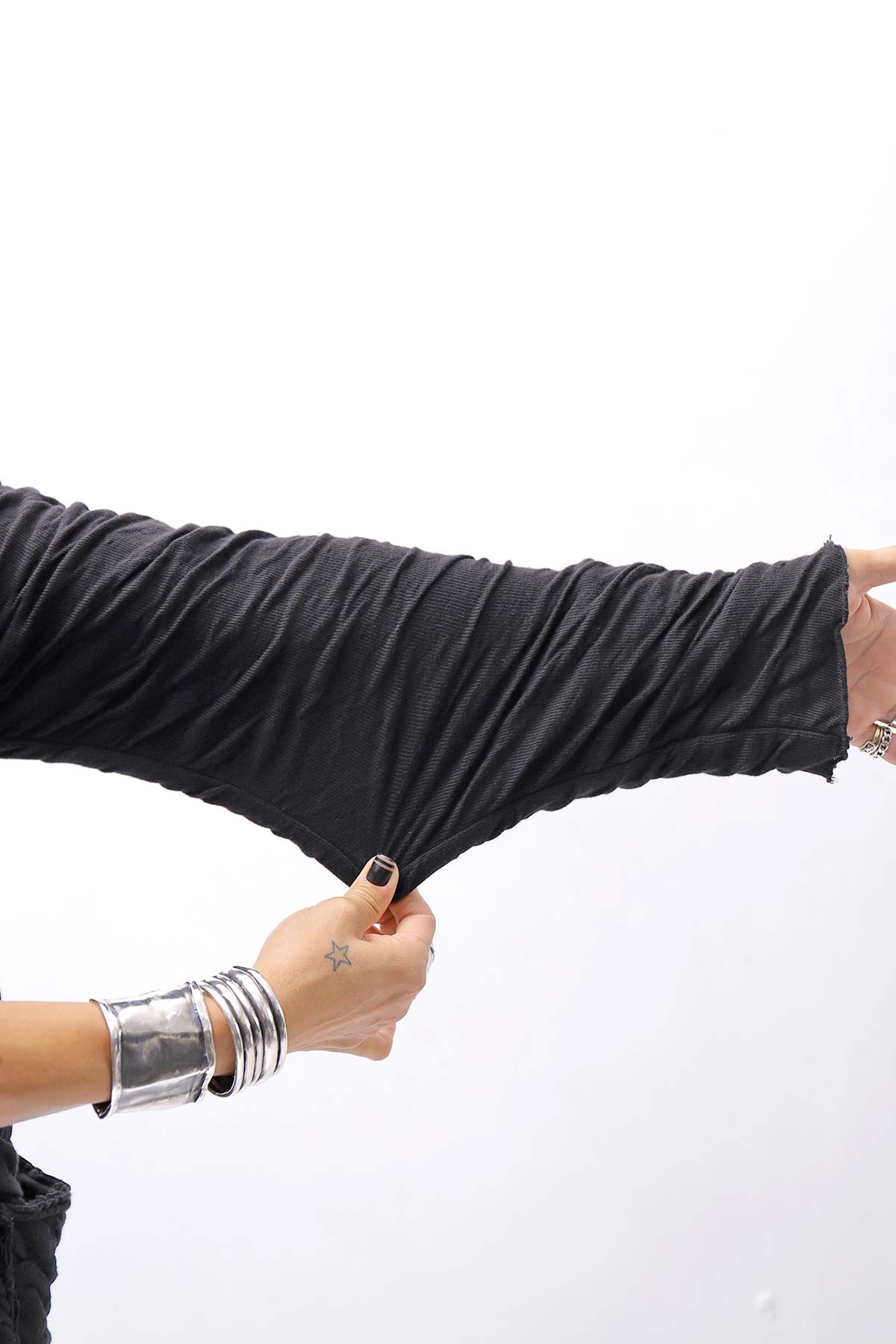 【studio b3】 UNISEX CRINKLED SOFT COTTON CARDIGAN JACKET RBB1971_BLACK