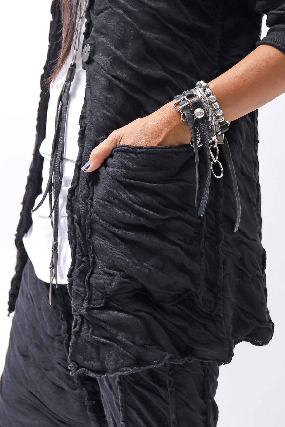 【studio b3】 UNISEX CRINKLED SOFT COTTON CARDIGAN JACKET RBB1971_BLACK