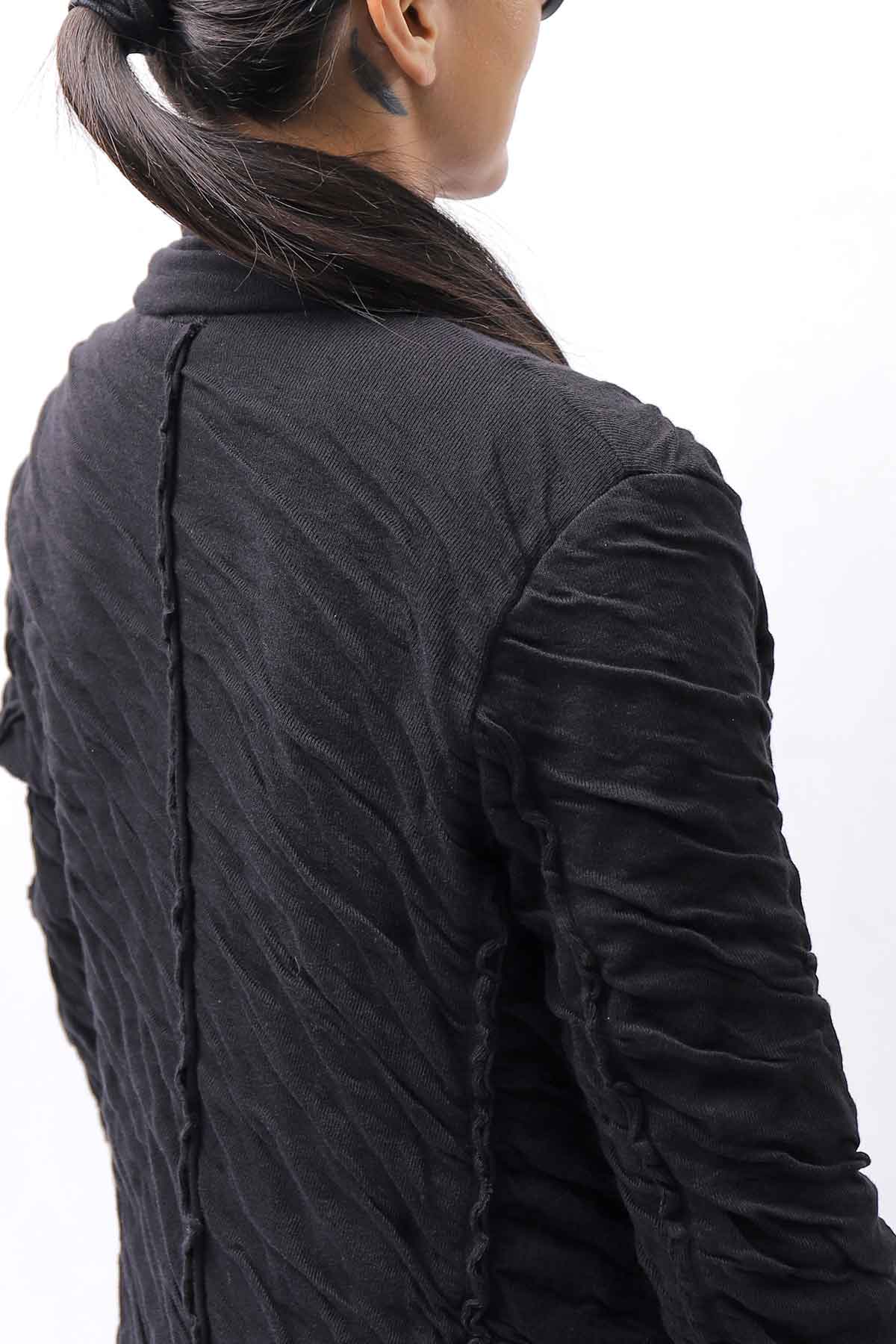 【studio b3】 UNISEX CRINKLED SOFT COTTON CARDIGAN JACKET RBB1971_BLACK