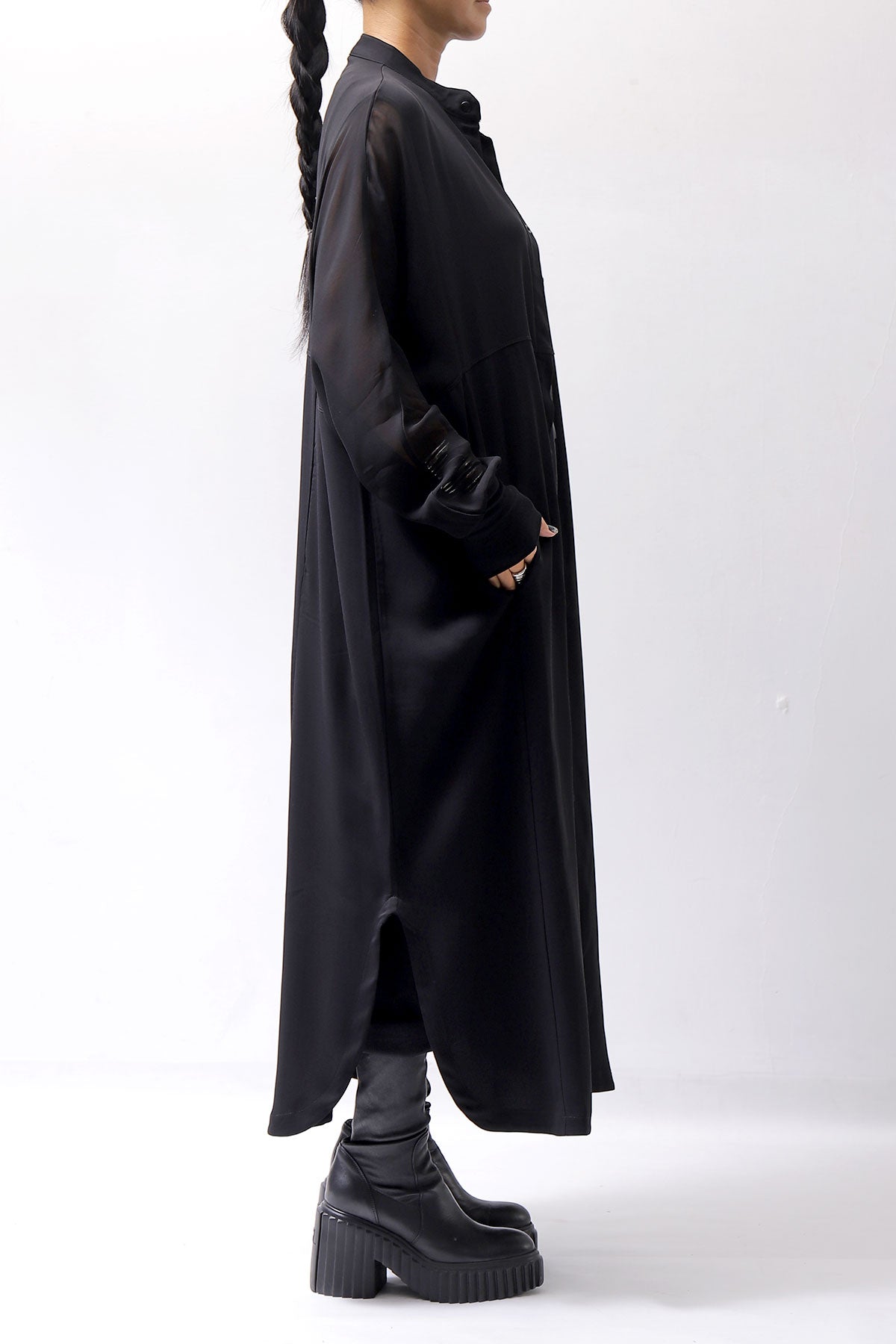 【thom/krom】 2WAY LONG CARDIGAN DRESS WD30_BLACK