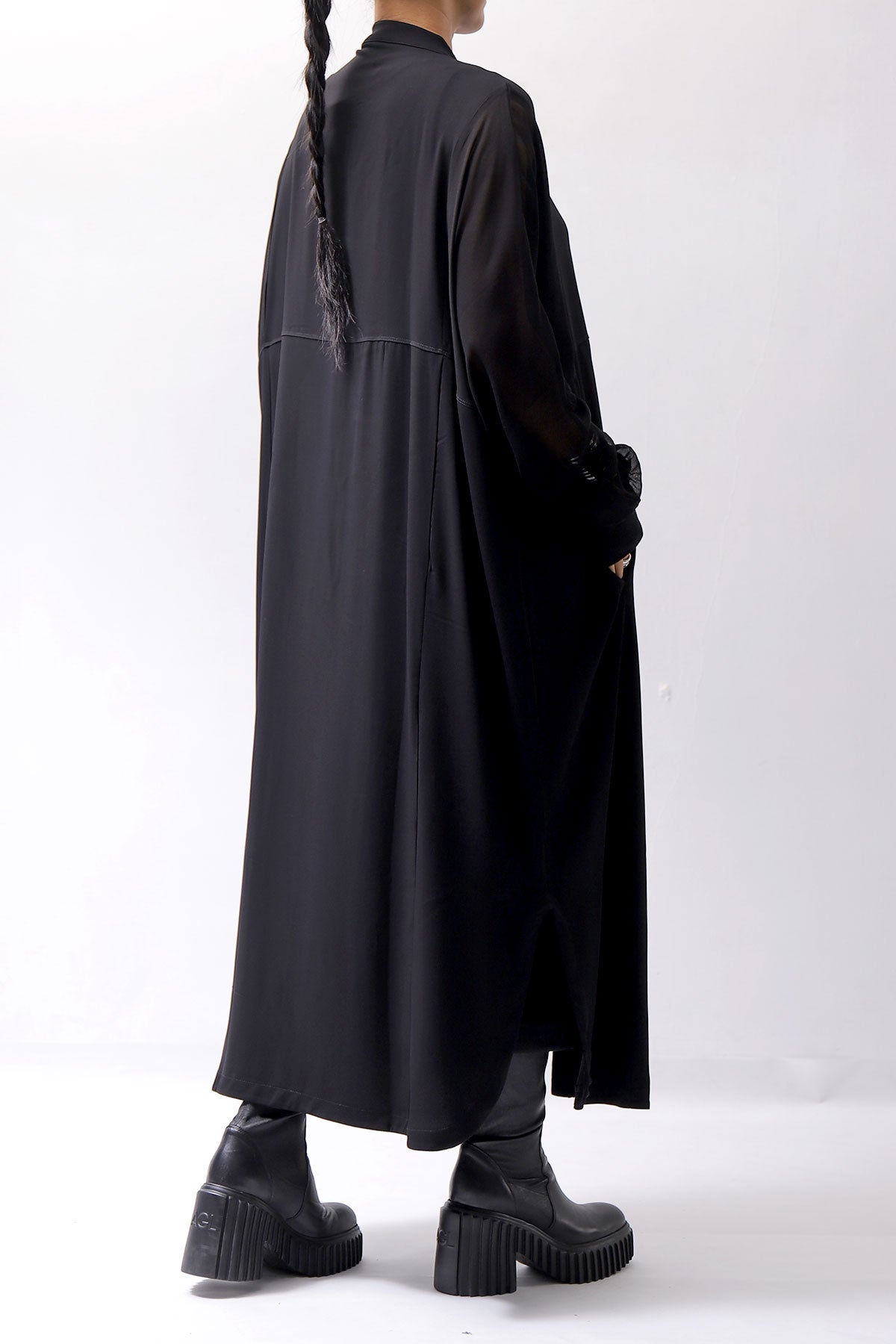 【thom/krom】 2WAY LONG CARDIGAN DRESS WD30_BLACK
