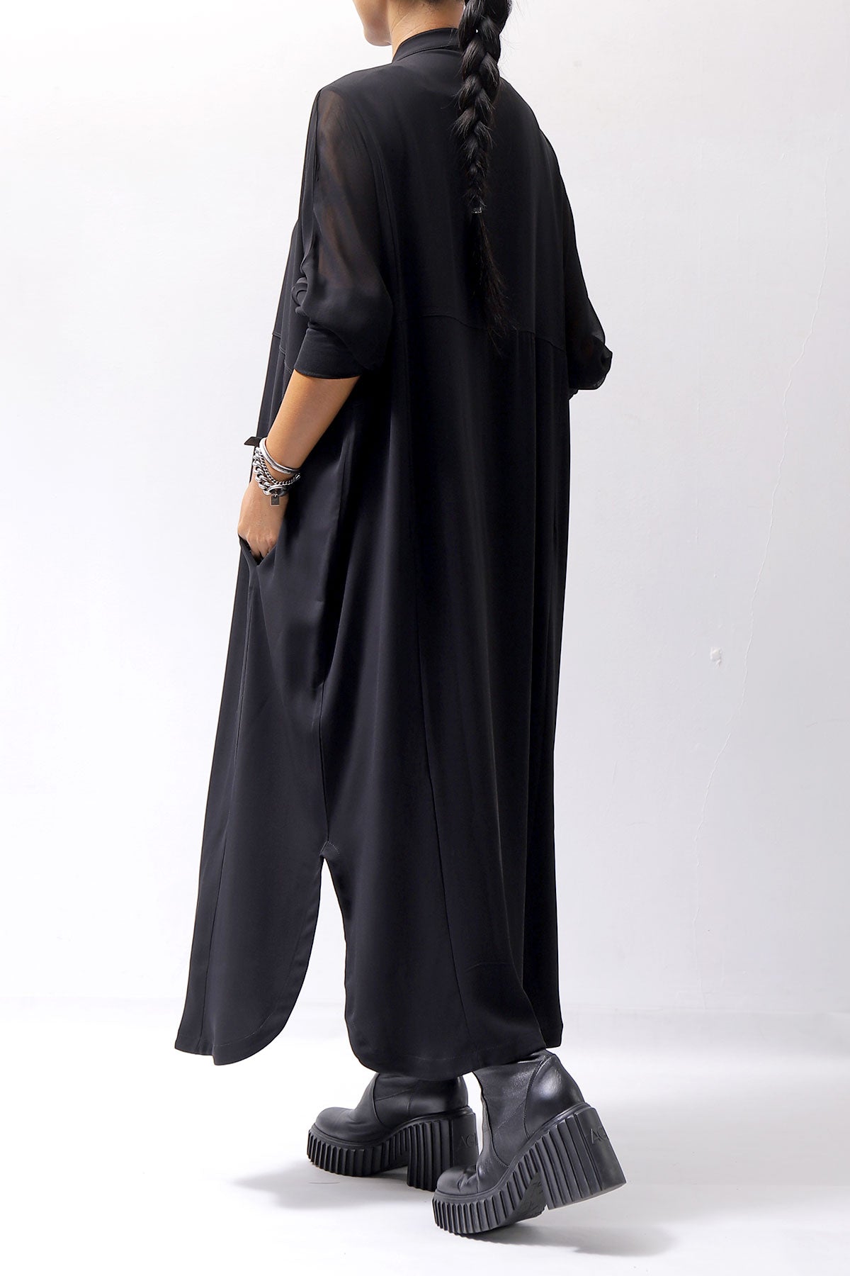 【thom/krom】 2WAY LONG CARDIGAN DRESS WD30_BLACK