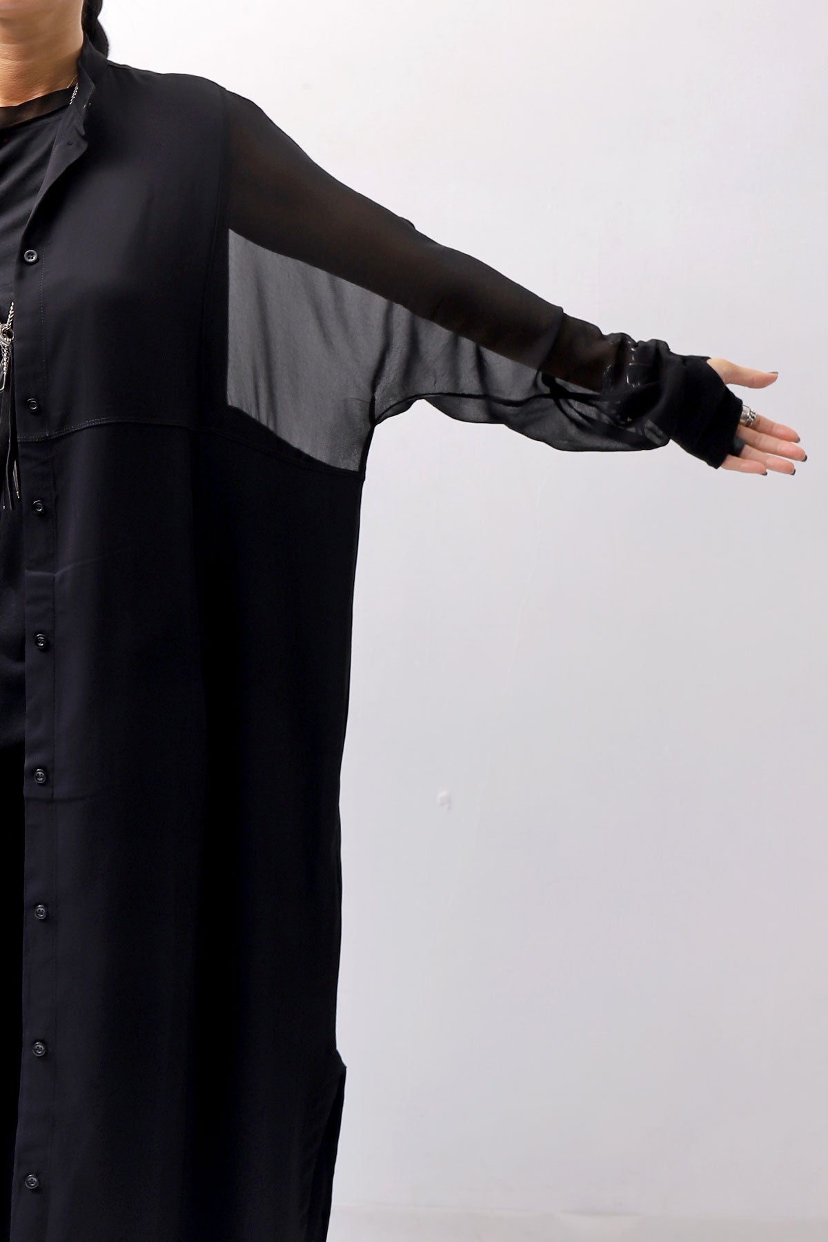 【thom/krom】 2WAY LONG CARDIGAN DRESS WD30_BLACK