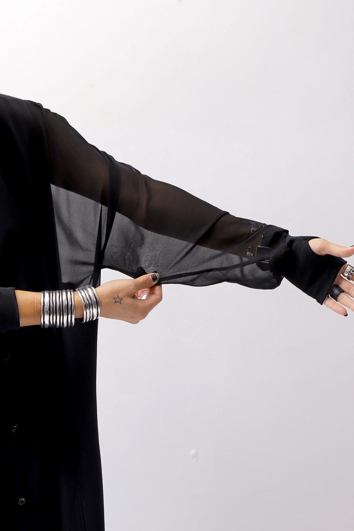 【thom/krom】 2WAY LONG CARDIGAN DRESS WD30_BLACK