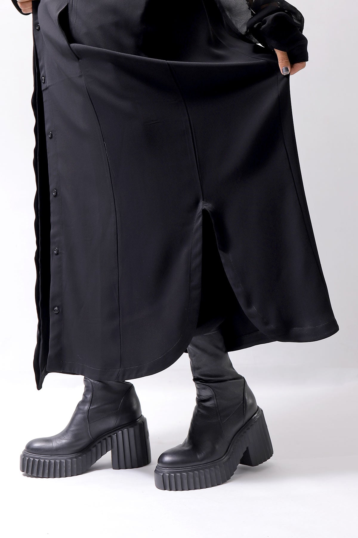 【thom/krom】 2WAY LONG CARDIGAN DRESS WD30_BLACK