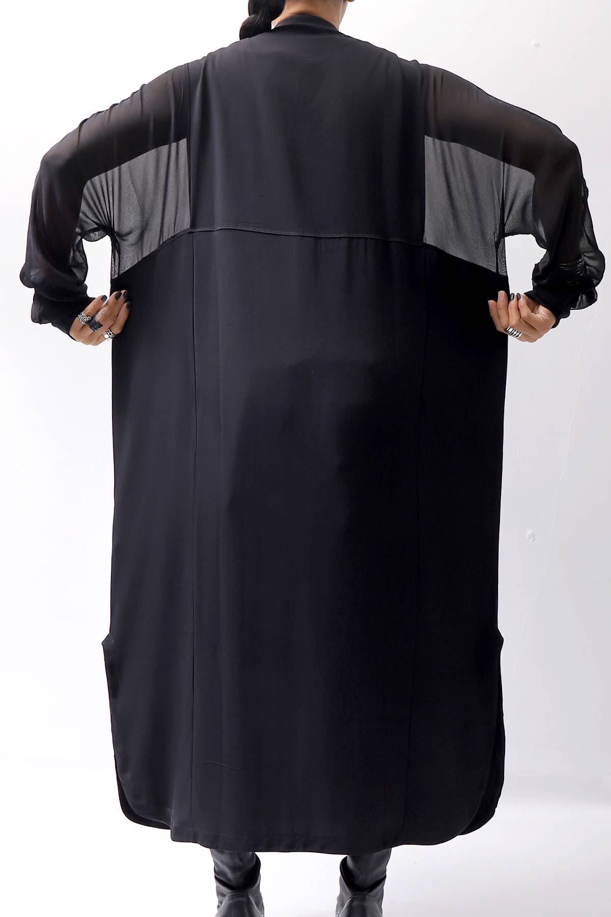 【thom/krom】 2WAY LONG CARDIGAN DRESS WD30_BLACK