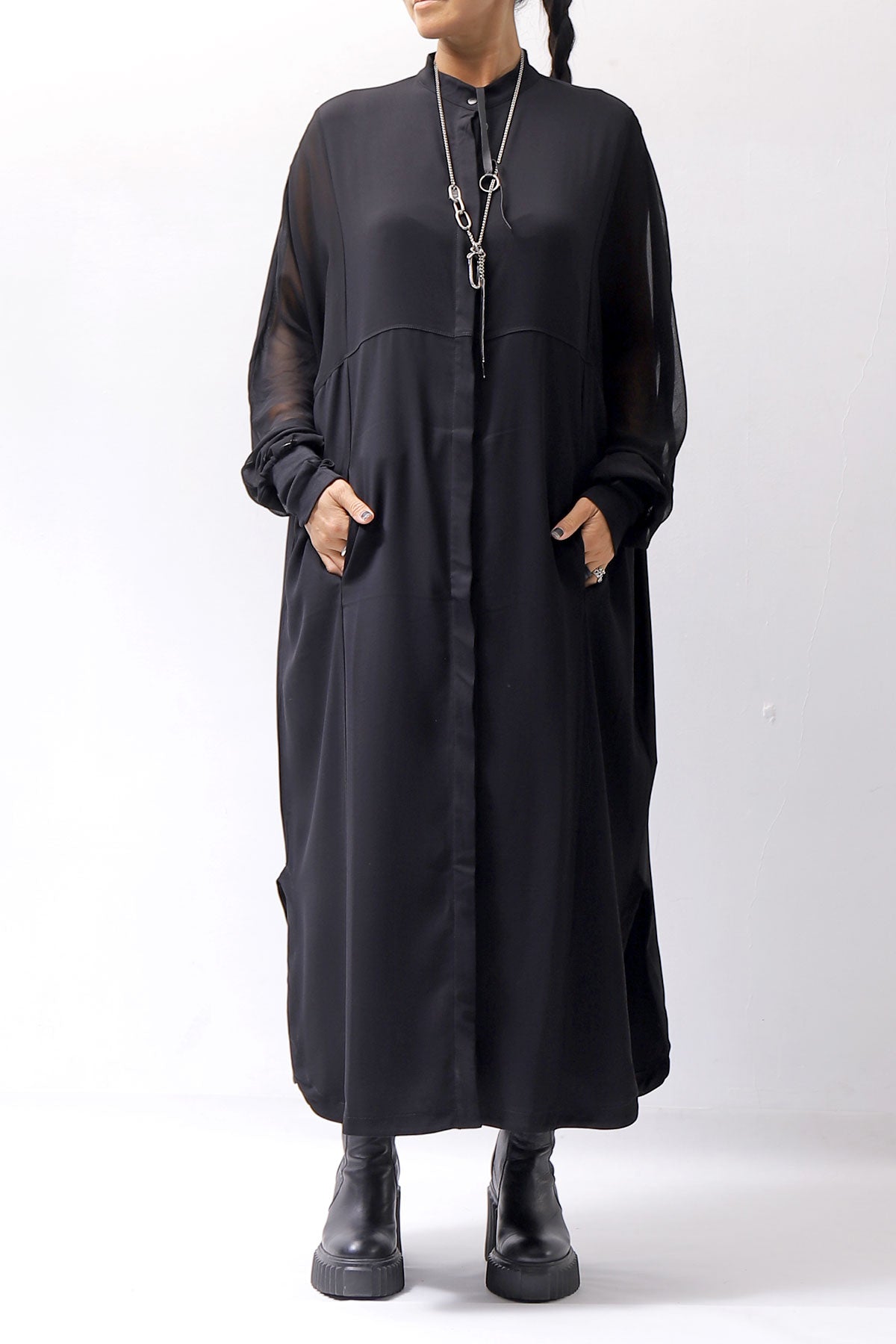 【thom/krom】 2WAY LONG CARDIGAN DRESS WD30_BLACK