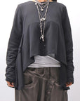 【PLÜ】 FLARED COTTON LIGHT SWEAT SHORT TOP PL11T_BLACK