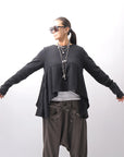 【PLÜ】 FLARED COTTON LIGHT SWEAT SHORT TOP PL11T_BLACK