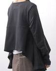 【PLÜ】 FLARED COTTON LIGHT SWEAT SHORT TOP PL11T_BLACK