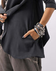 【PLÜ】 FLARED COTTON LIGHT SWEAT SHORT TOP PL11T_BLACK