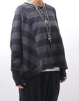 【PLÜ】 COTTON LIGHT SWEAT BALLOON SHORT TOP PL14_WIDE STRIPE