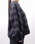 【PLÜ】 COTTON LIGHT SWEAT BALLOON SHORT TOP PL14_WIDE STRIPE