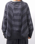【PLÜ】 COTTON LIGHT SWEAT BALLOON SHORT TOP PL14_WIDE STRIPE