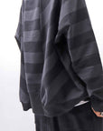 【PLÜ】 COTTON LIGHT SWEAT BALLOON SHORT TOP PL14_WIDE STRIPE