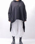 【PLÜ】 UNISEX ASYMMETRIC COTTON NEOPRENE HOODIE TOP PL11H_BLACK