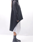 【PLÜ】 UNISEX ASYMMETRIC COTTON NEOPRENE HOODIE TOP PL11H_BLACK