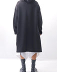 【PLÜ】 UNISEX ASYMMETRIC COTTON NEOPRENE HOODIE TOP PL11H_BLACK