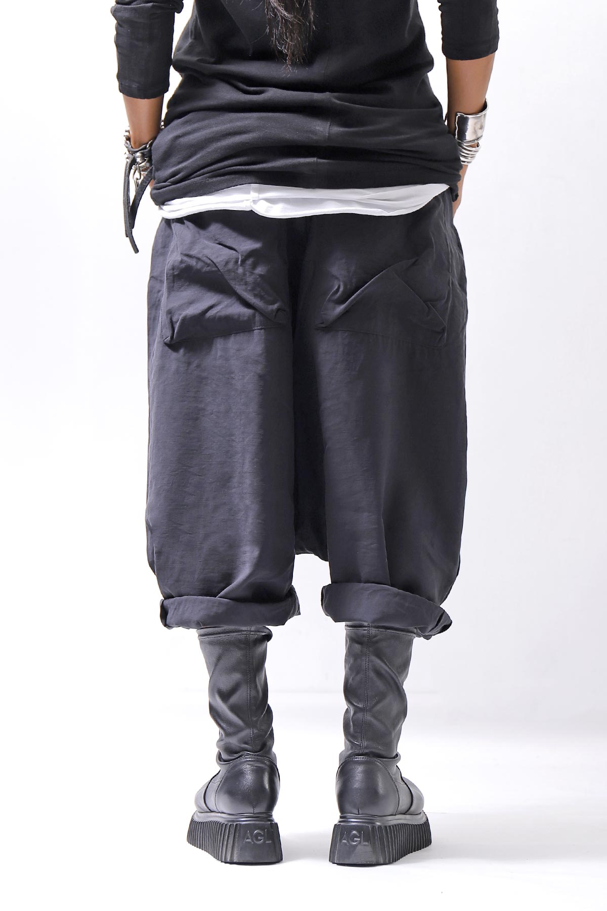【studio b3】 UNISEX BOX SARROUEL WIDE PANTS RBB1961_BLACK