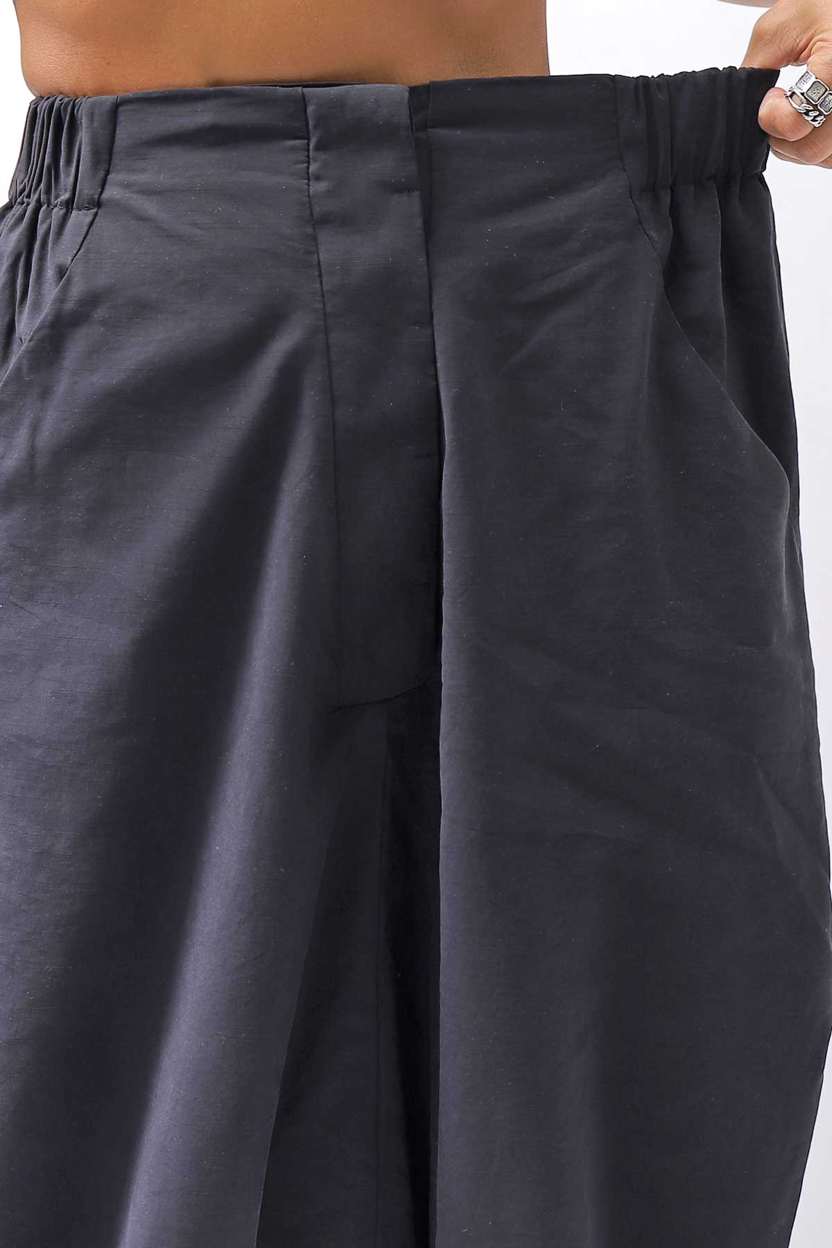 【studio b3】 UNISEX BOX SARROUEL WIDE PANTS RBB1961_BLACK