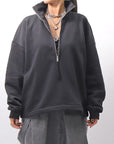 【thom/krom】 FRONT ZIP SWEAT TOPS WS498_BLACK