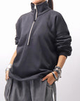 【thom/krom】 FRONT ZIP SWEAT TOPS WS498_BLACK