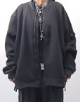 【PLÜ】 UNISEX OVERSIZED COTTON NEOPRENE BOMBER JACKET PL10_BLACK