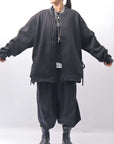 【PLÜ】 UNISEX OVERSIZED COTTON NEOPRENE BOMBER JACKET PL10_BLACK