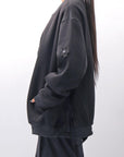 【PLÜ】 UNISEX OVERSIZED COTTON NEOPRENE BOMBER JACKET PL10_BLACK