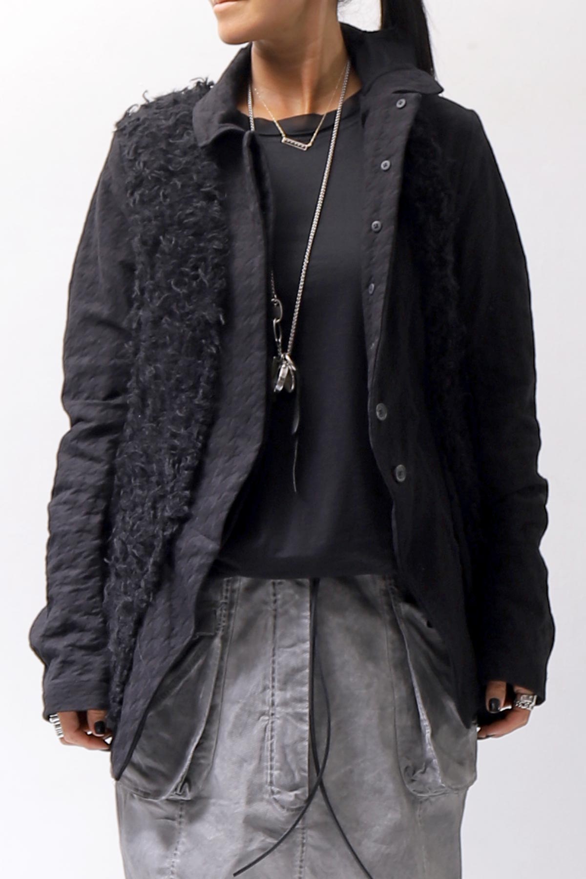 【RUNDHOLZ】 MIXED MATERIAL STRETCH JACKET 111 1107_BLACK