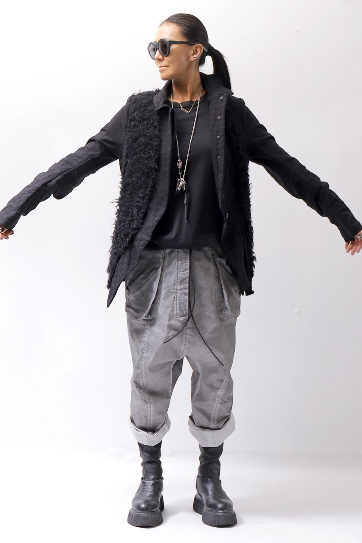 【RUNDHOLZ】 MIXED MATERIAL STRETCH JACKET 111 1107_BLACK