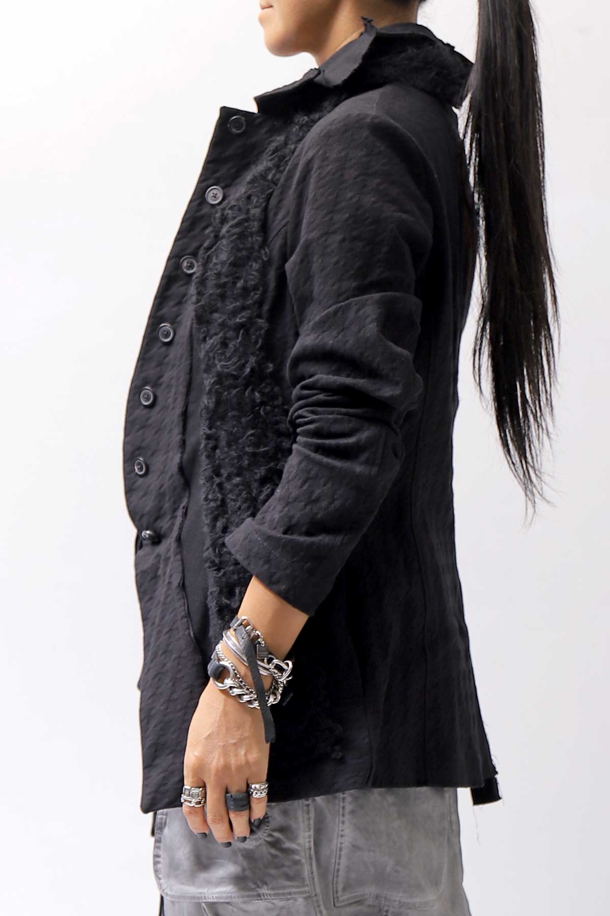 【RUNDHOLZ】 MIXED MATERIAL STRETCH JACKET 111 1107_BLACK