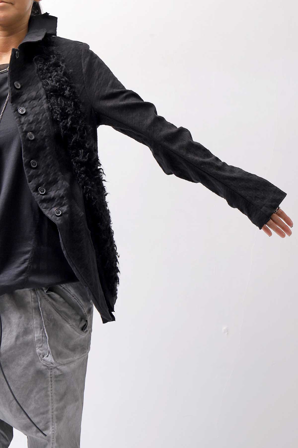 【RUNDHOLZ】 MIXED MATERIAL STRETCH JACKET 111 1107_BLACK