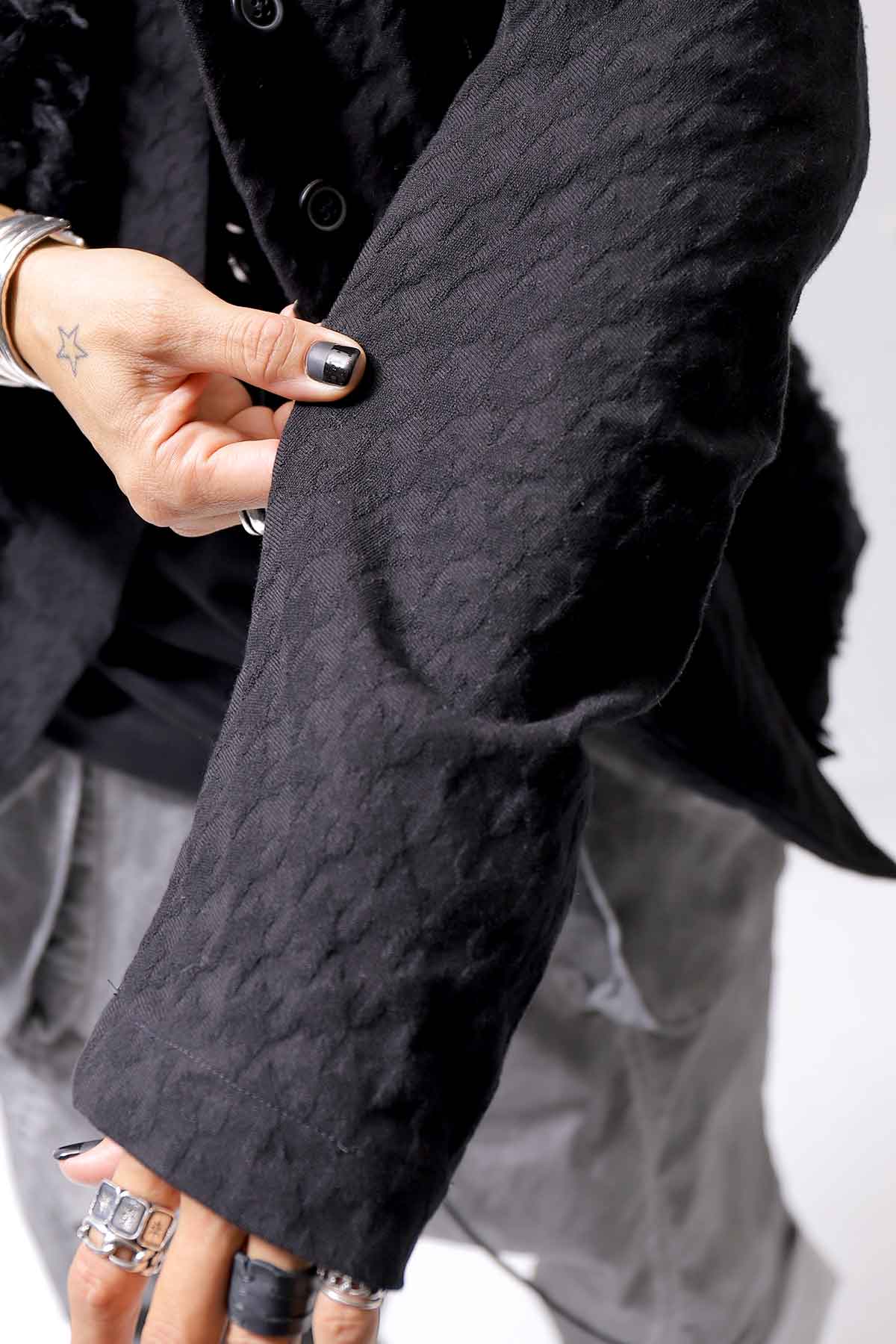 【RUNDHOLZ】 MIXED MATERIAL STRETCH JACKET 111 1107_BLACK