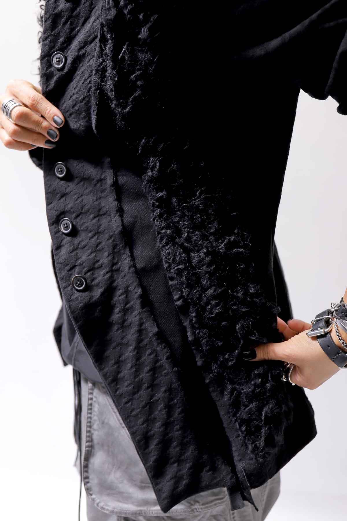 【RUNDHOLZ】 MIXED MATERIAL STRETCH JACKET 111 1107_BLACK