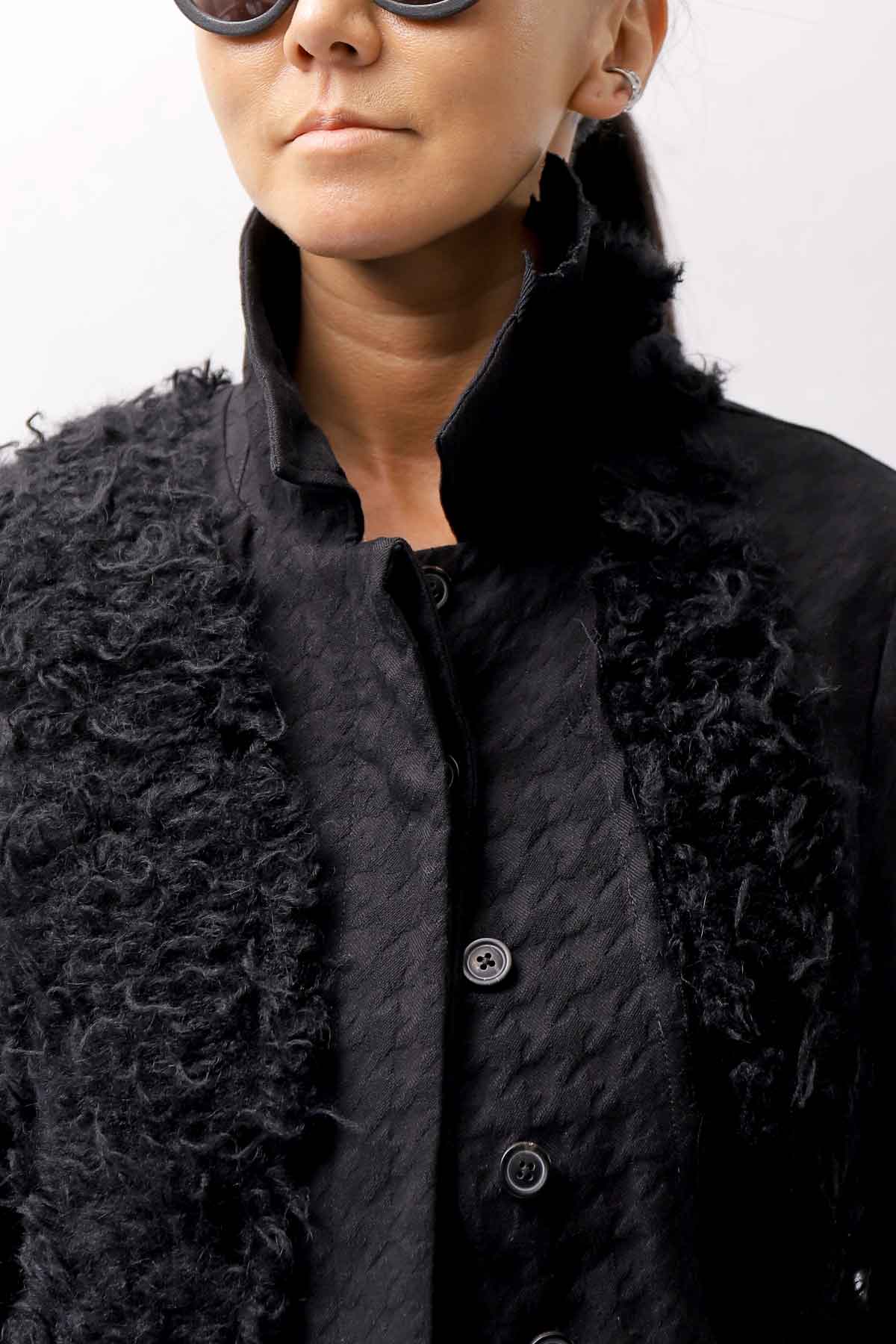 【RUNDHOLZ】 MIXED MATERIAL STRETCH JACKET 111 1107_BLACK