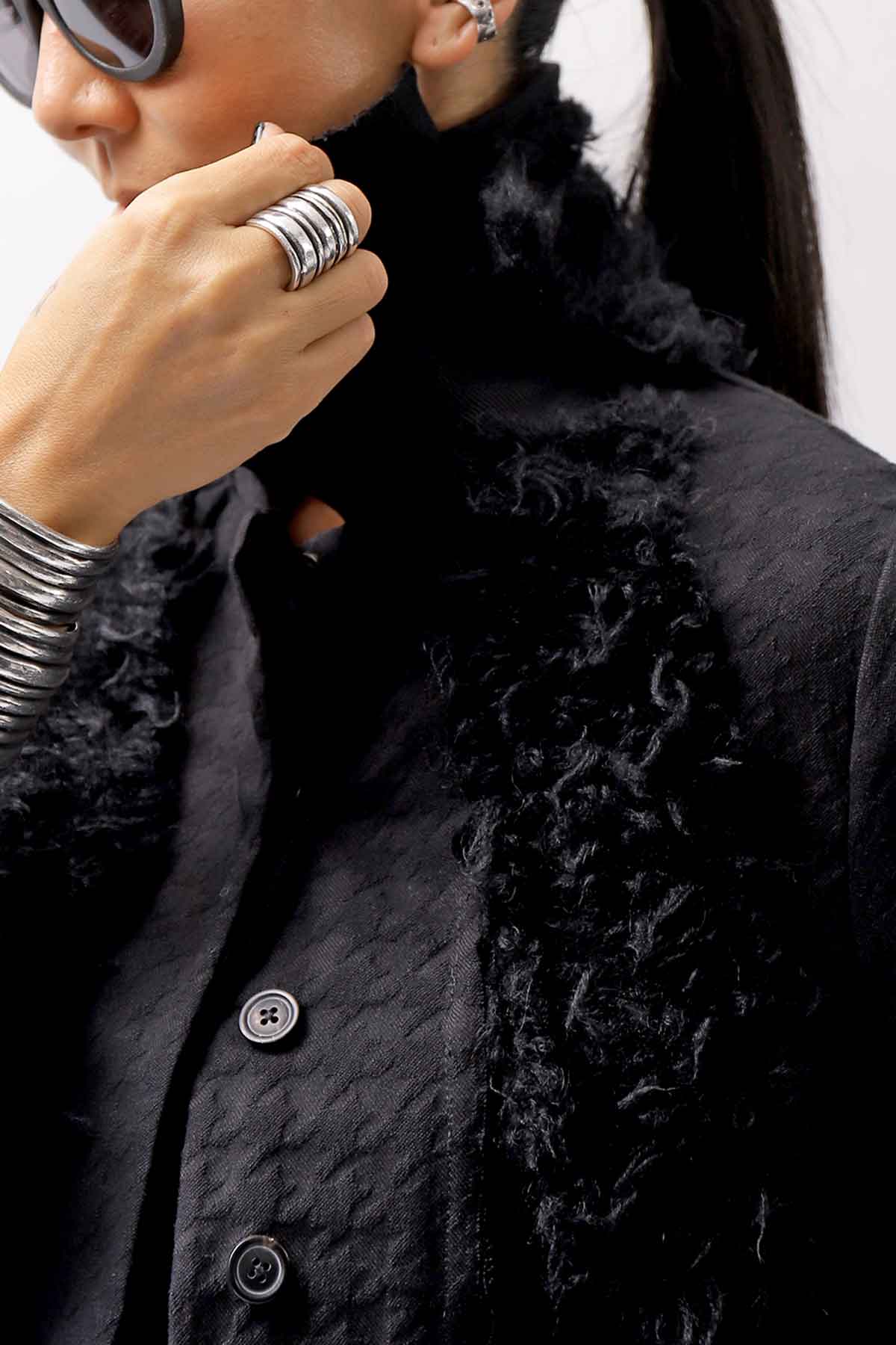 【RUNDHOLZ】 MIXED MATERIAL STRETCH JACKET 111 1107_BLACK