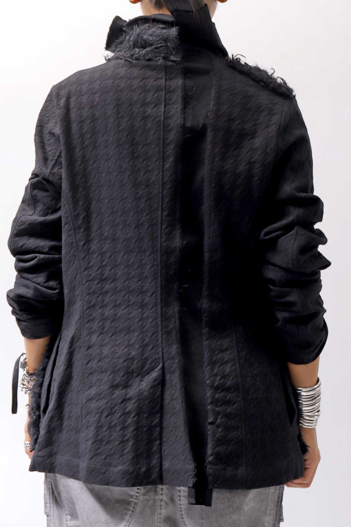 【RUNDHOLZ】 MIXED MATERIAL STRETCH JACKET 111 1107_BLACK