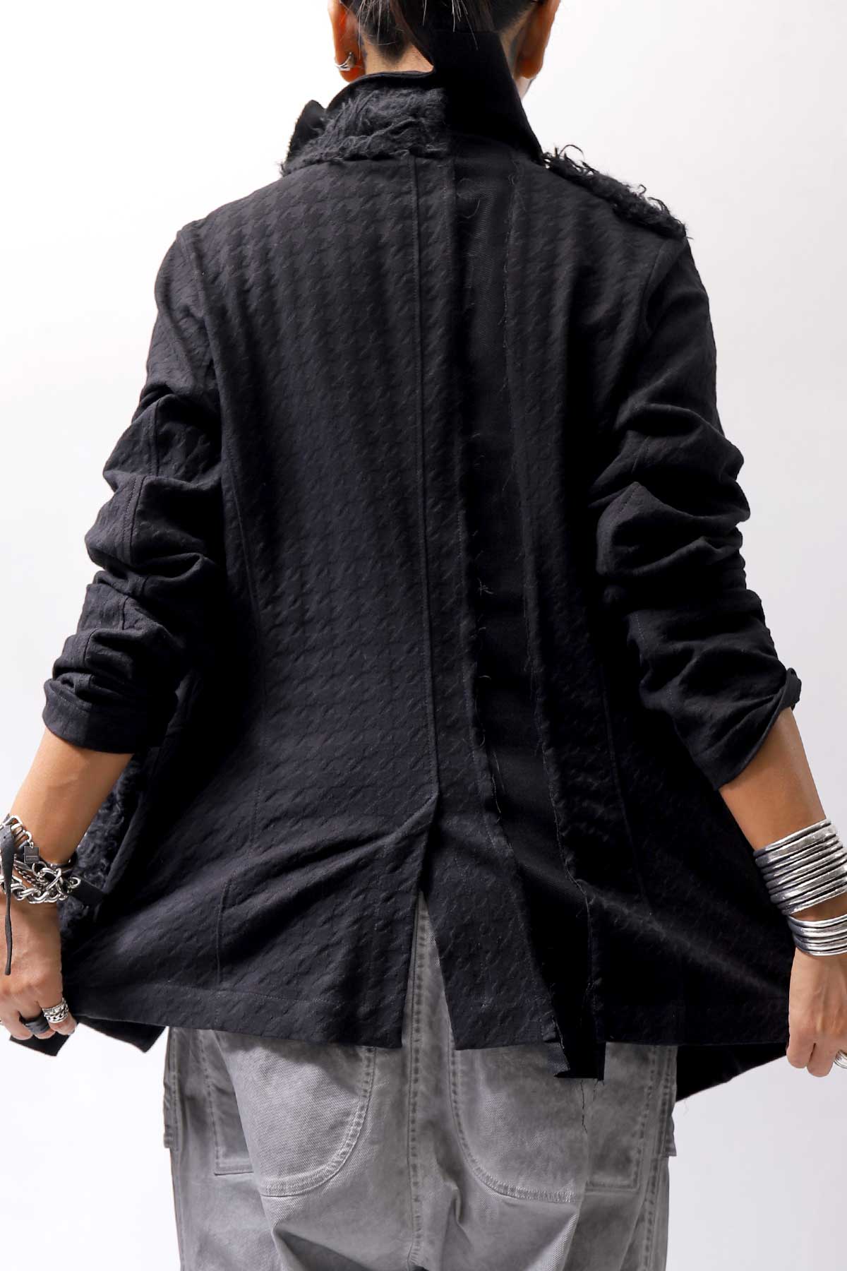 【RUNDHOLZ】 MIXED MATERIAL STRETCH JACKET 111 1107_BLACK