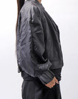 【DANIELE BASTA】 DOLMAN SLEEVE LEATHER SHORT BOMBER JACKET DB1301_BLACK
