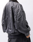 【DANIELE BASTA】 DOLMAN SLEEVE LEATHER SHORT BOMBER JACKET DB1301_BLACK