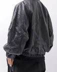 【DANIELE BASTA】 DOLMAN SLEEVE LEATHER SHORT BOMBER JACKET DB1301_BLACK